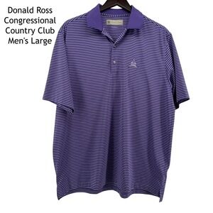 Donald Ross Congressional Country Club Mens Large Purple Striped Golf Polo Shirt